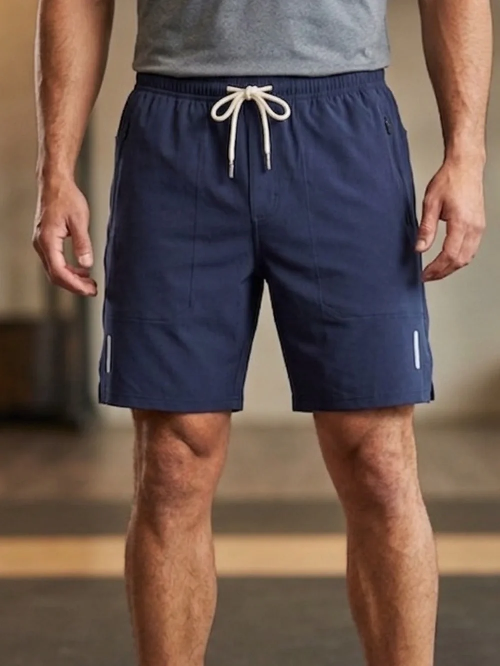 Navy Athletic Drawstring Shorts 7” inseam
